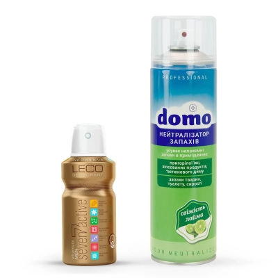 Набір Нейтралізатор запахів Лайм Domo та та Чоловічий дезодорант LECO Seven Active Gold